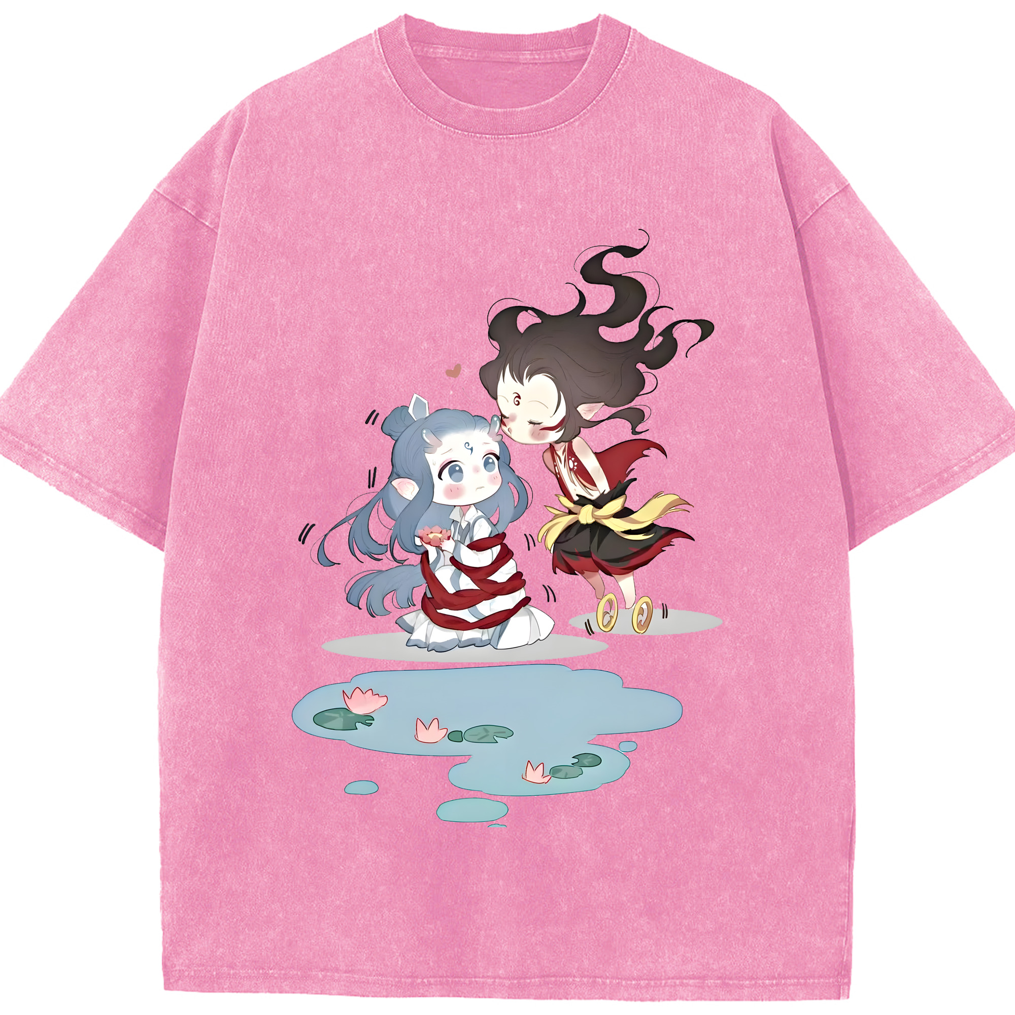 （画像用） Ne Zha 2 ナタ 魔童の大暴れ 綿100% ヴィンテージ風 半袖Tシャツ（フロントプリント）